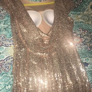 Full sequined bridesmaid/prom dress.